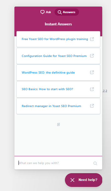 Yoast SEO on screen support