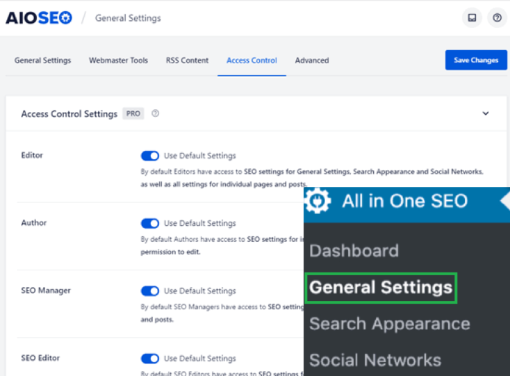 Edit SEO settings of AIOSEO