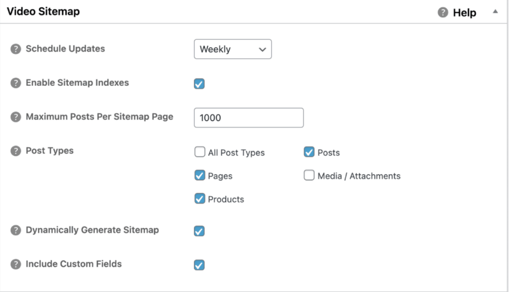 AIOSEO Video sitemaps