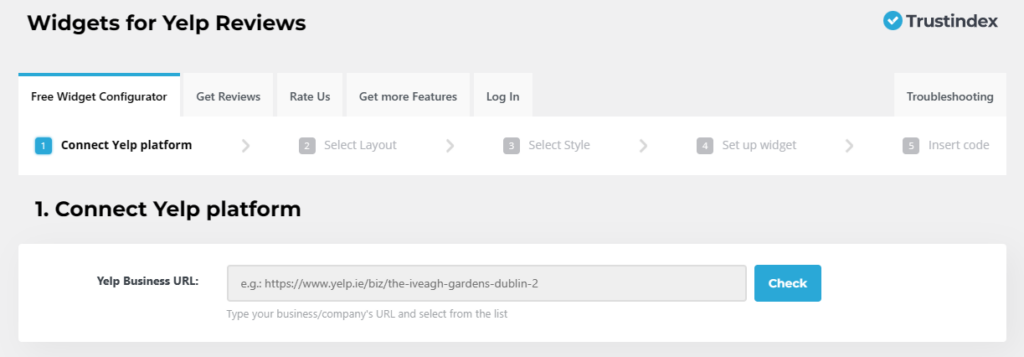 connect business page to Yelp Review Widget